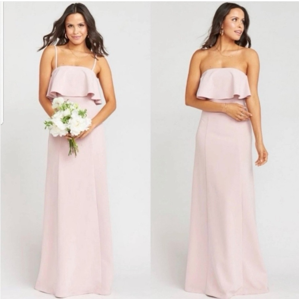 Show Me Your Mumu Monaco Ruffle Gown Vintage Rose Stretch Crepe XXS NWT Wedding
